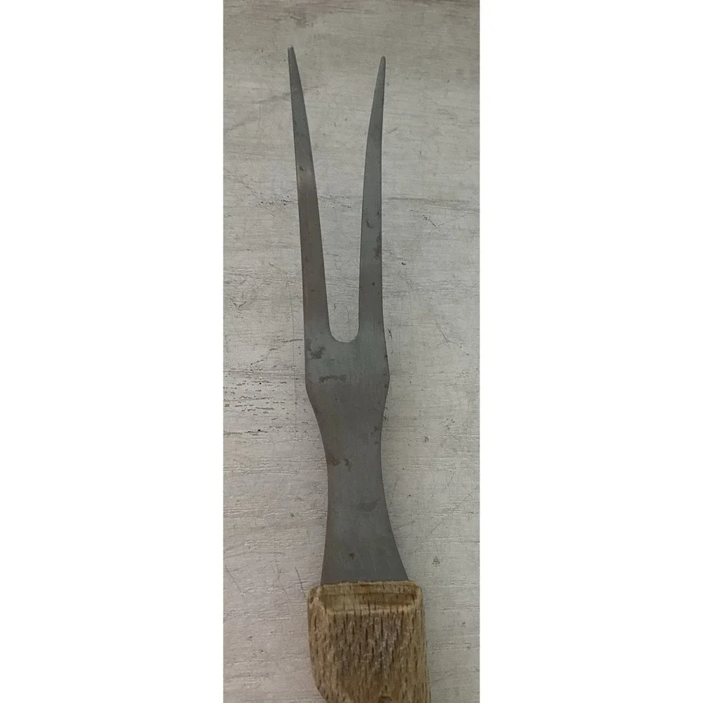 Vintage Carving / Turning Fork Stainless Steel,‎ Classic Wood Handle